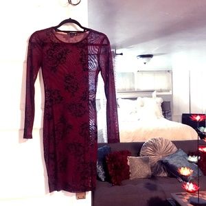 GORGEOUS see through Dress (burgundy and black)